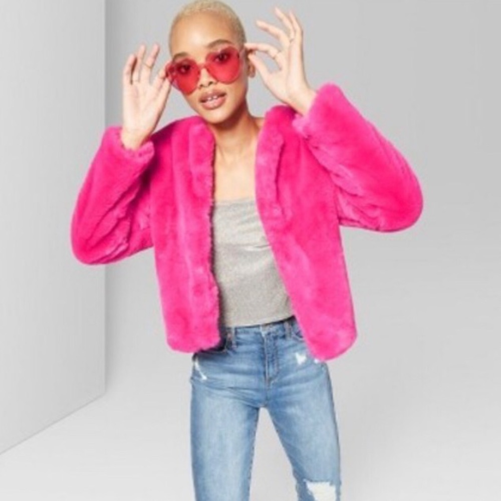 Hot Pink Faux Fur Jacket NWT Size XXL